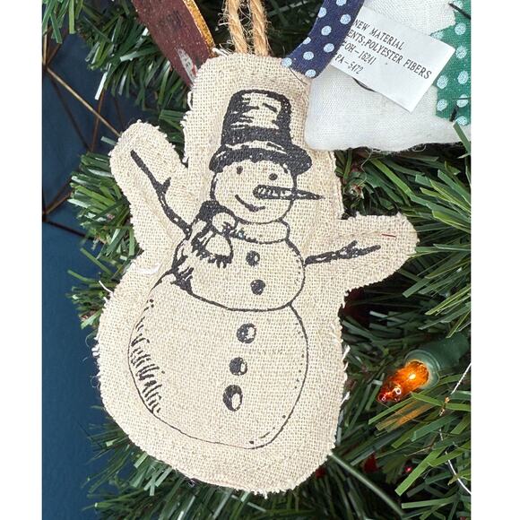 Burlap Snowman Ornament Rustic Country Farmhouse Christmas - Picture 1 of 2
